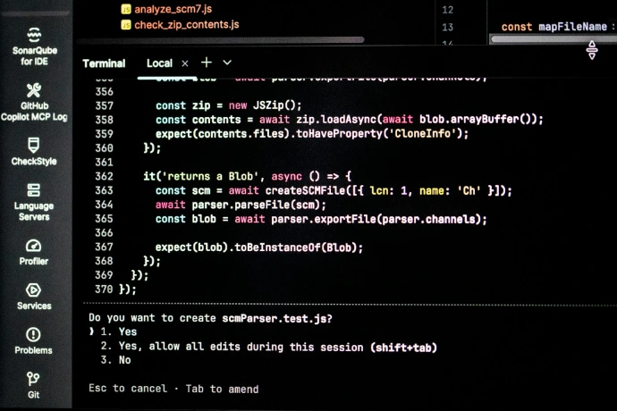 Computer screen displaying lines of code